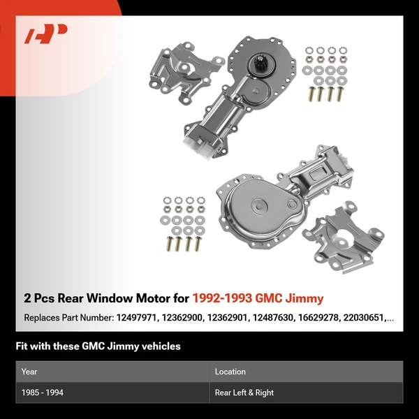 2 Pcs Rear Window Motor for 1992-1993 GMC Jimmy