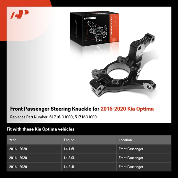 Front Passenger Steering Knuckle for 2016-2020 Kia Optima