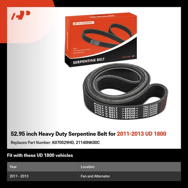 52.95 inch Heavy Duty Serpentine Belt for 2011-2013 UD 1800