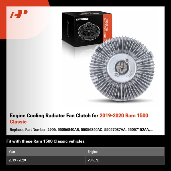 Engine Cooling Radiator Fan Clutch for 2019-2020 Ram 1500 Classic