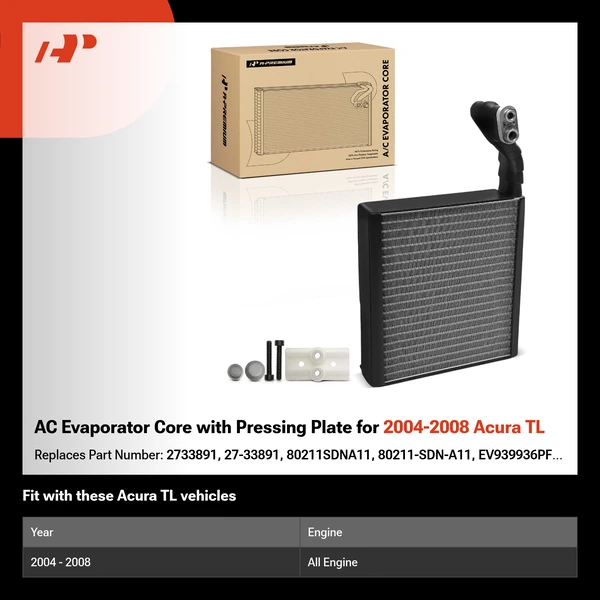 AC Evaporator Core with Pressing Plate for 2004-2008 Acura TL