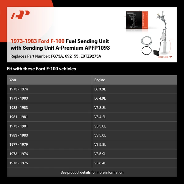1973-1983 Ford F-100 Fuel Sending Unit with Sending Unit A-Premium APFP1093