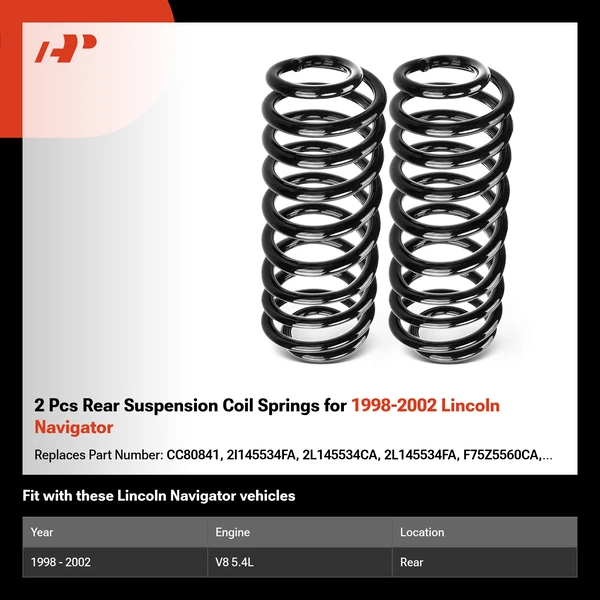 2 Pcs Rear Suspension Coil Springs for 1998-2002 Lincoln Navigator