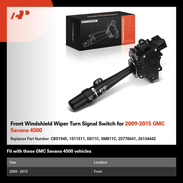 Front Windshield Wiper Turn Signal Switch for 2009-2015 GMC Savana 4500