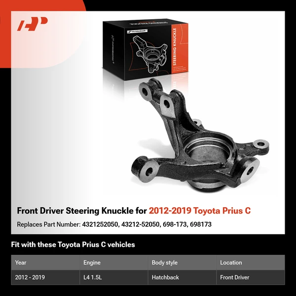 Front Driver Steering Knuckle for 2012-2019 Toyota Prius C