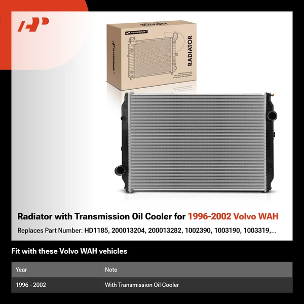 Radiator with Transmission Oil Cooler for 1996-2002 Volvo WAH
