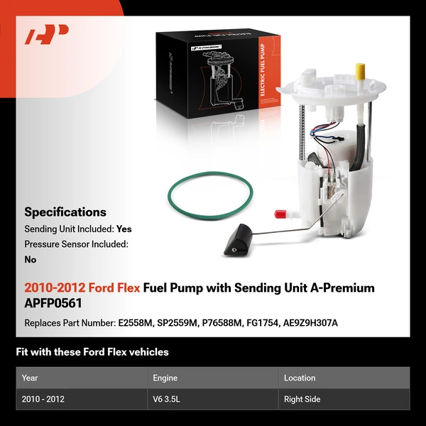 2010-2012 Ford Flex Fuel Pump with Sending Unit A-Premium APFP0561