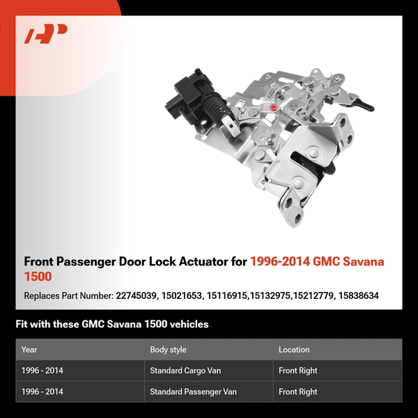 Front Passenger Door Lock Actuator for 1996-2014 GMC Savana 1500