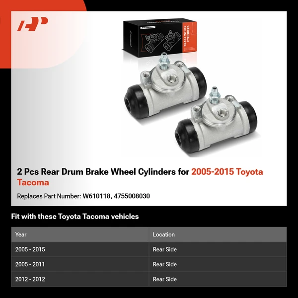 2 Pcs Rear Drum Brake Wheel Cylinders for 2005-2015 Toyota Tacoma