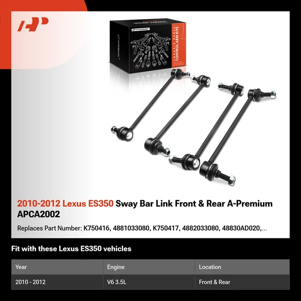 2010-2012 Lexus ES350 Sway Bar Link Front & Rear A-Premium APCA2002