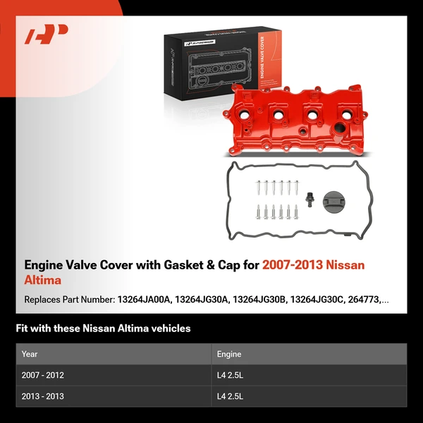 Engine Valve Cover with Gasket & Cap for 2007-2013 Nissan Altima