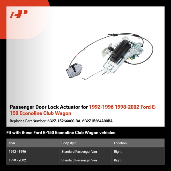Passenger Door Lock Actuator for 1992-1996 1998-2002 Ford E-150 Econoline Club Wagon
