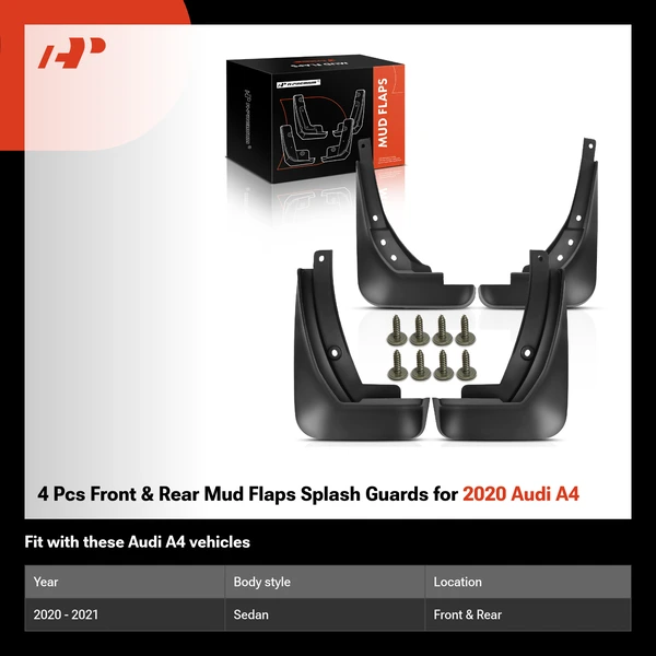 4 Pcs Front & Rear Mud Flaps Splash Guards for 2020 Audi A4