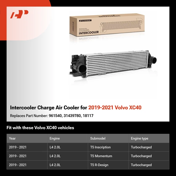 Intercooler Charge Air Cooler for 2019-2021 Volvo XC40