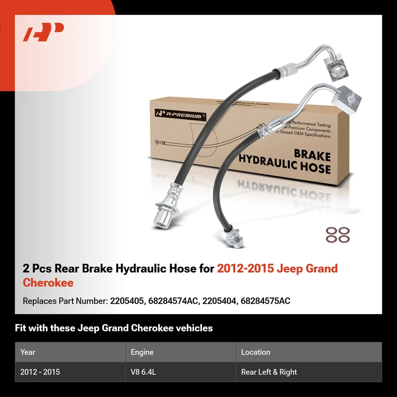 2 Pcs Rear Brake Hydraulic Hose for 2012-2015 Jeep Grand Cherokee