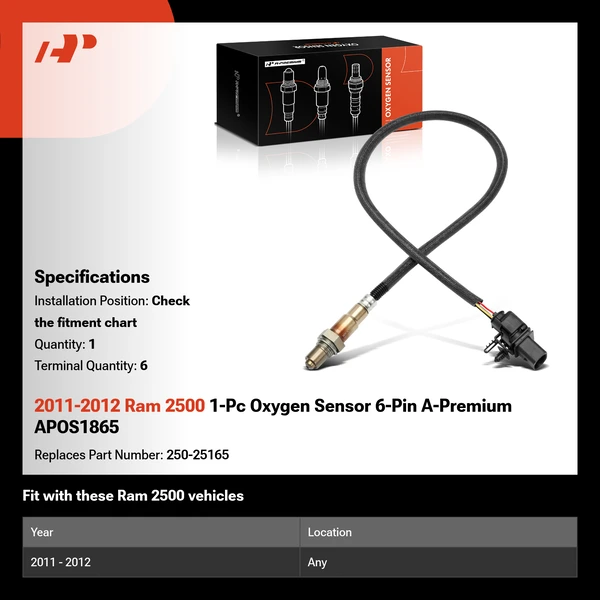 2011-2012 Ram 2500 1-Pc Oxygen Sensor 6-Pin A-Premium APOS1865