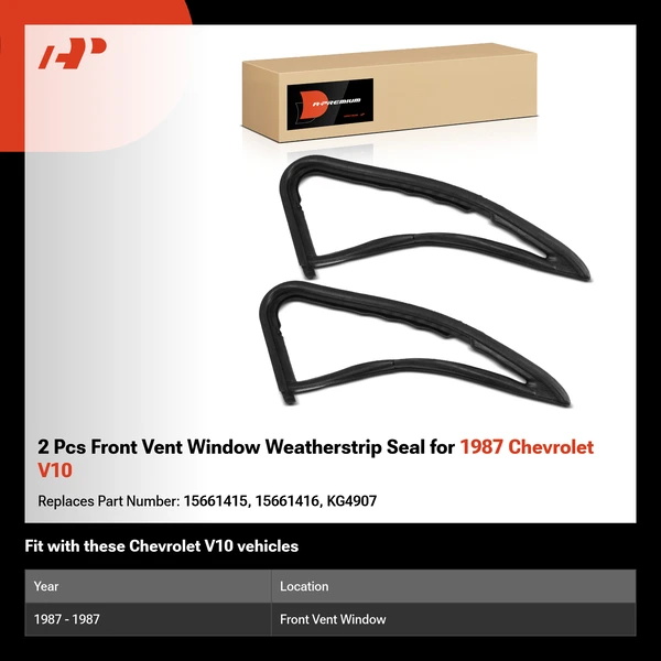 2 Pcs Front Vent Window Weatherstrip Seal for 1987 Chevrolet V10