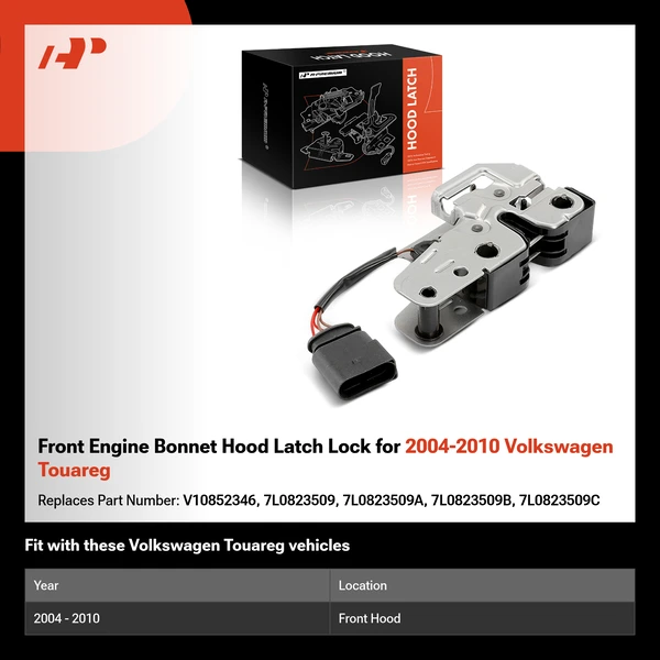 Front Engine Bonnet Hood Latch Lock for 2004-2010 Volkswagen Touareg