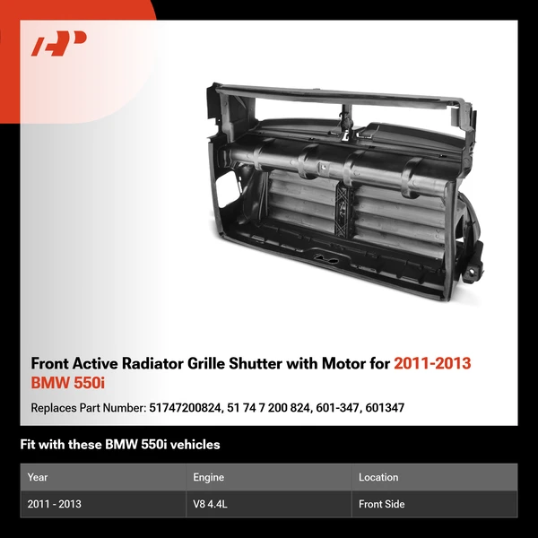Front Active Radiator Grille Shutter with Motor for 2011-2013 BMW 550i
