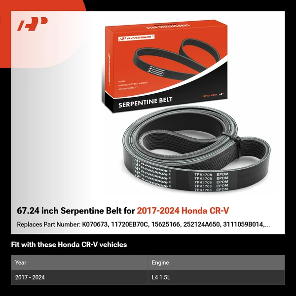 67.24 inch Serpentine Belt for 2017-2024 Honda CR-V