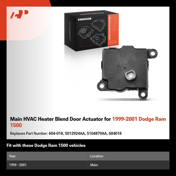 Main HVAC Heater Blend Door Actuator for 1999-2001 Dodge Ram 1500
