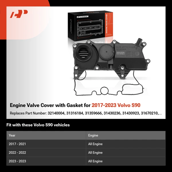 Engine Valve Cover with Gasket for 2017-2023 Volvo S90