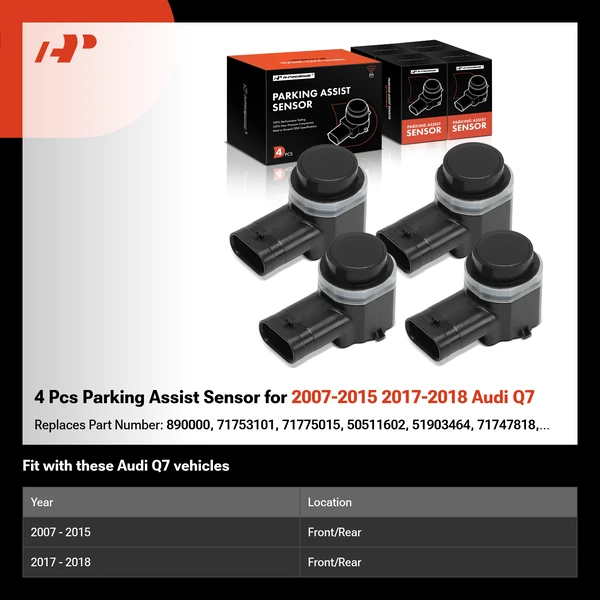 4 Pcs Parking Assist Sensor for 2007-2015 2017-2018 Audi Q7