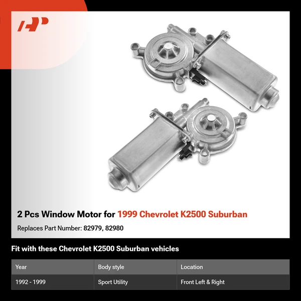 2 Pcs Window Motor for 1999 Chevrolet K2500 Suburban