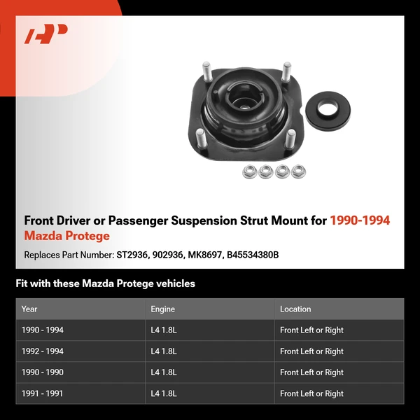 Front Driver or Passenger Suspension Strut Mount for 1990-1994 Mazda Protege