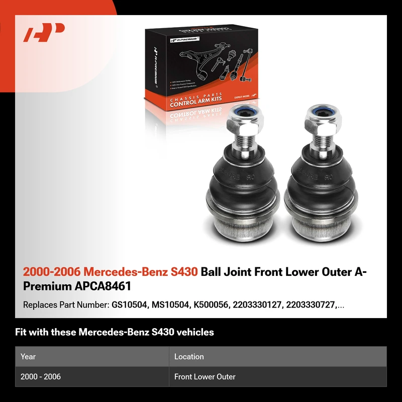 2000-2006 Mercedes-Benz S430 Ball Joint Front Lower Outer A-Premium APCA8461