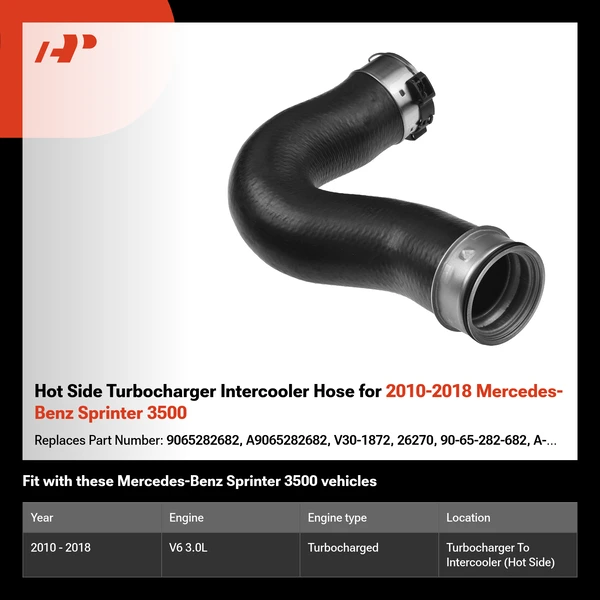 Hot Side Turbocharger Intercooler Hose for 2010-2018 Mercedes-Benz Sprinter 3500