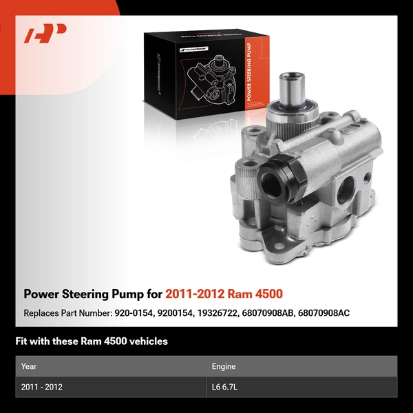 Power Steering Pump for 2011-2012 Ram 4500