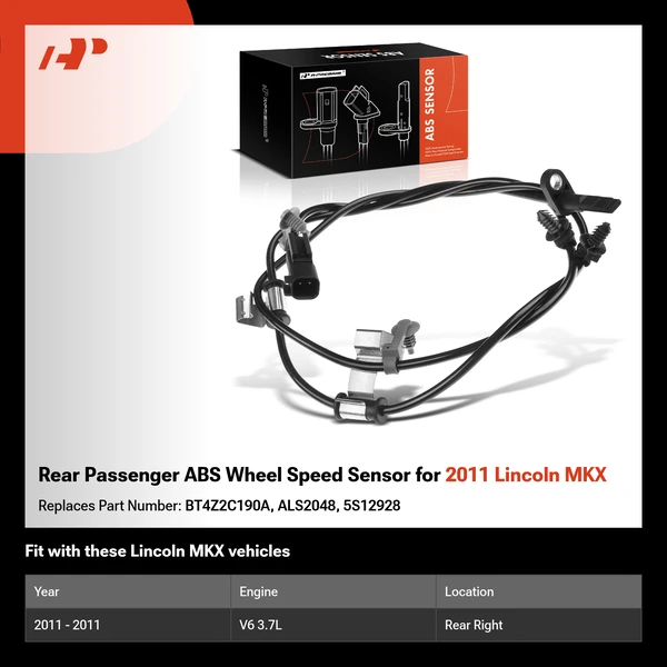 Rear Passenger ABS Wheel Speed Sensor for 2011 Lincoln MKX