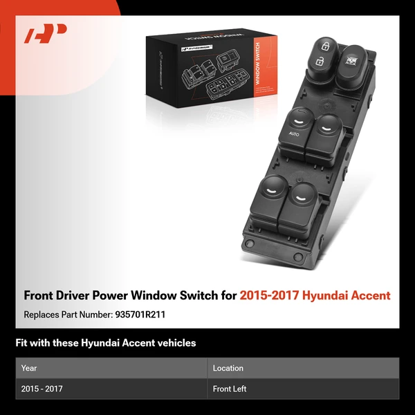 Front Driver Power Window Switch for 2015-2017 Hyundai Accent