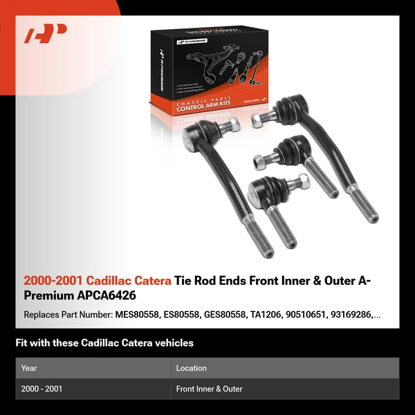 2000-2001 Cadillac Catera Tie Rod Ends Front Inner & Outer A-Premium APCA6426