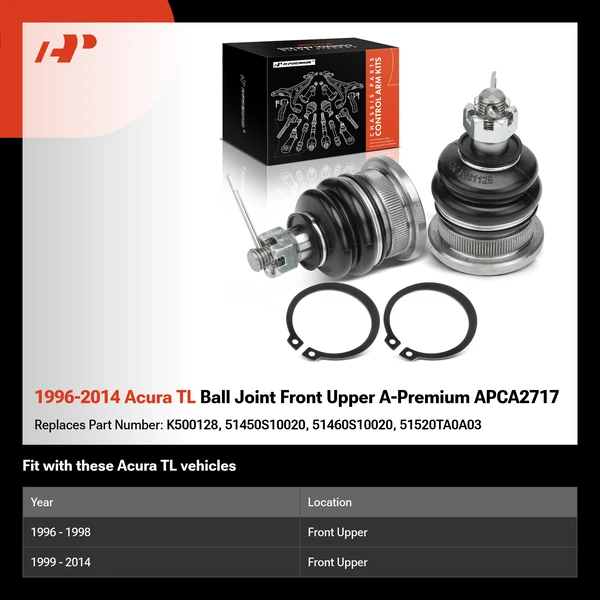1996-2014 Acura TL Ball Joint Front Upper A-Premium APCA2717