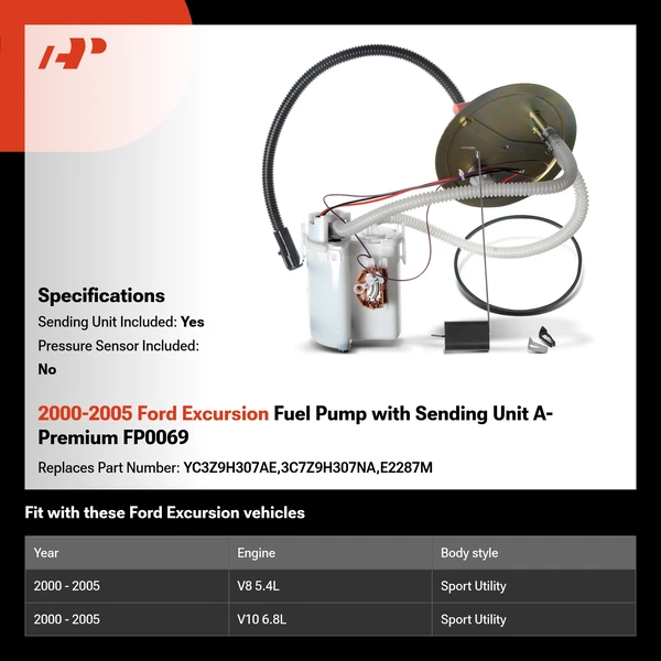2000-2005 Ford Excursion Fuel Pump with Sending Unit A-Premium FP0069