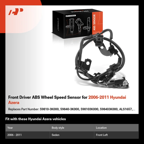 Front Driver ABS Wheel Speed Sensor for 2006-2011 Hyundai Azera
