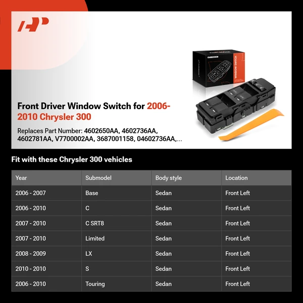 Front Driver Window Switch for 2006-2010 Chrysler 300