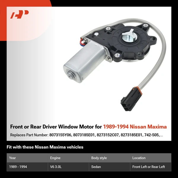 Front or Rear Driver Window Motor for 1989-1994 Nissan Maxima