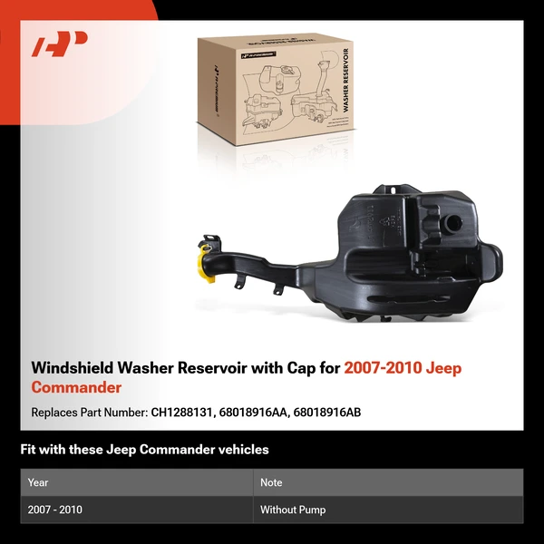 Windshield Washer Reservoir with Cap for 2007-2010 Jeep Commander