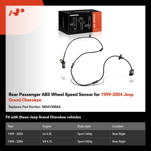 Rear Passenger ABS Wheel Speed Sensor for 1999-2004 Jeep Grand Cherokee