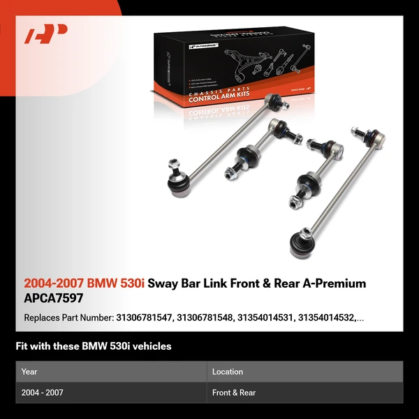 2004-2007 BMW 530i Sway Bar Link Front & Rear A-Premium APCA7597