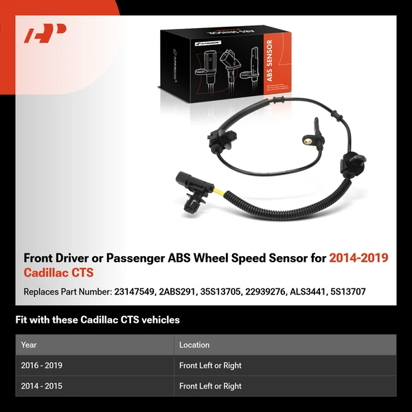Front Driver or Passenger ABS Wheel Speed Sensor for 2014-2019 Cadillac CTS