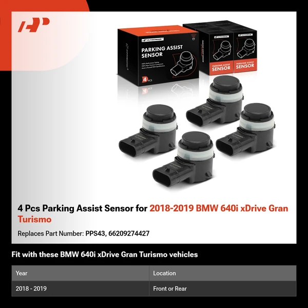 4 Pcs Parking Assist Sensor for 2018-2019 BMW 640i xDrive Gran Turismo