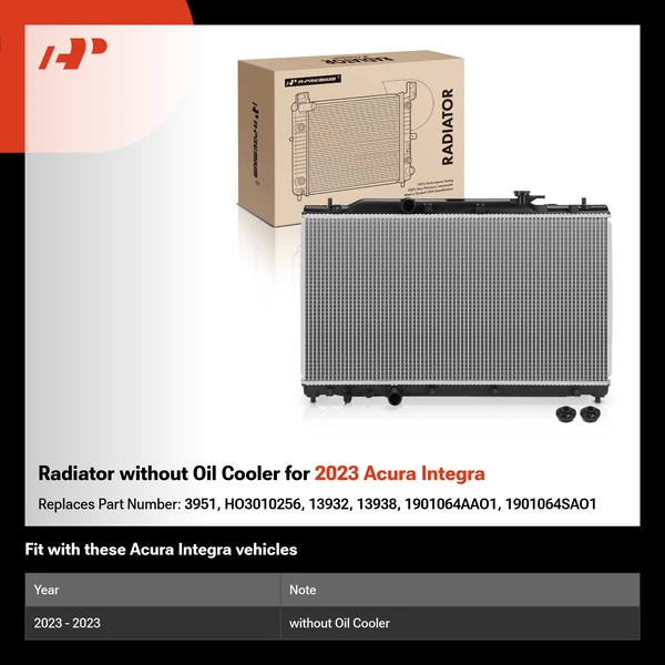 Radiator without Oil Cooler for 2023 Acura Integra