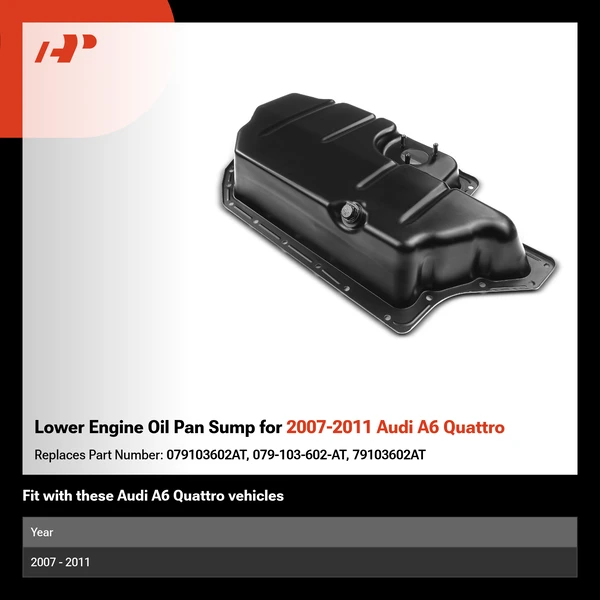 Lower Engine Oil Pan Sump for 2007-2011 Audi A6 Quattro