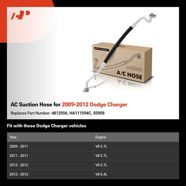 AC Suction Hose for 2009-2012 Dodge Charger