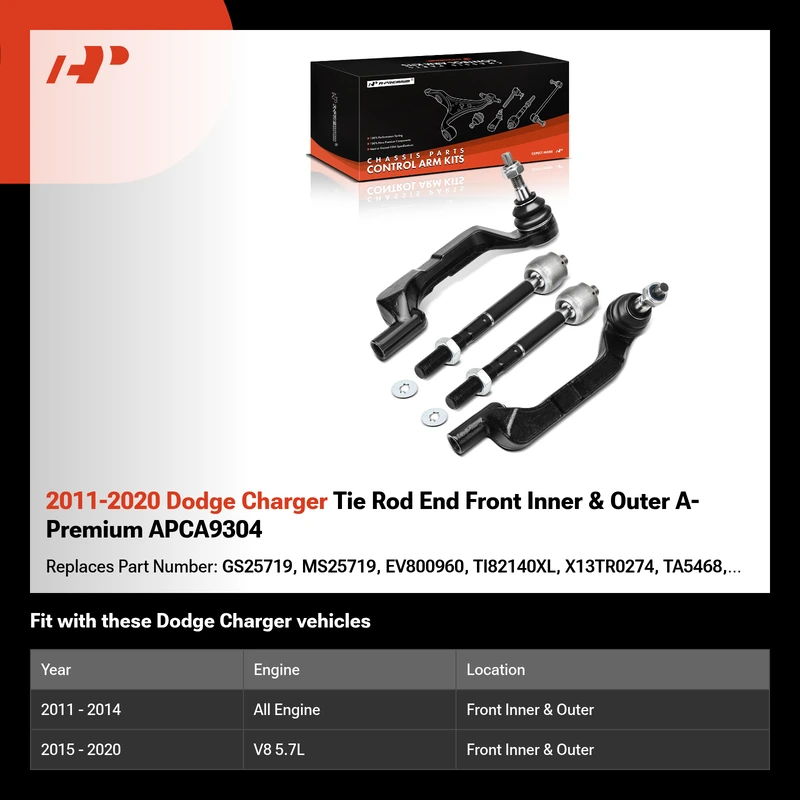 2011-2020 Dodge Charger Tie Rod End Front Inner & Outer A-Premium APCA9304