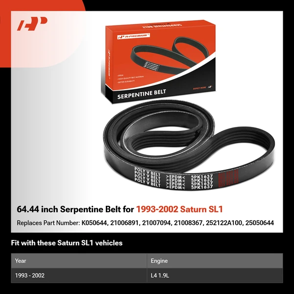 64.44 inch Serpentine Belt for 1993-2002 Saturn SL1